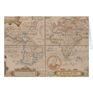 Karta av drake Circumnavigation av jordklotet Hälsningskort