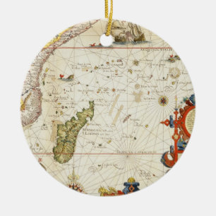 Karta av East Africa och Madagascar, 1596 (räcka Julgransprydnad Keramik