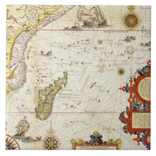 Karta av East Africa och Madagascar, 1596 (räcka Kakelplatta