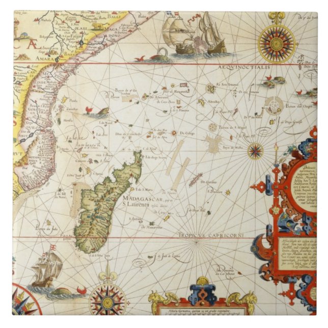 Karta av East Africa och Madagascar, 1596 (räcka Kakelplatta (Framsidan)