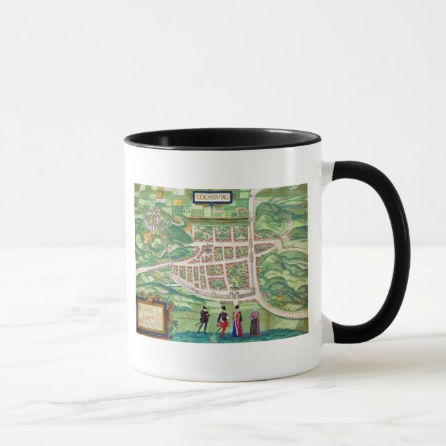 Karta av Edinburgh, från 'Civitates Orbis Terrarum Mugg (Höger)