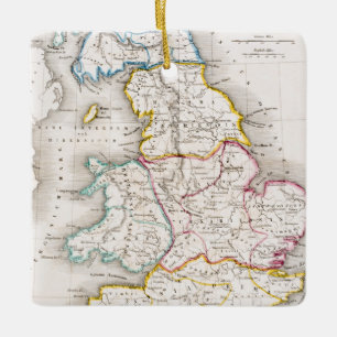 Karta av England Britannia Antiqua Julgransprydnad Keramik