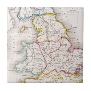 Karta av England Britannia Antiqua Kakelplatta