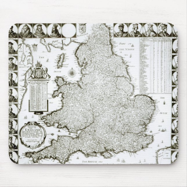 Karta av England och Wales, 1644 Musmatta (Framsidan)