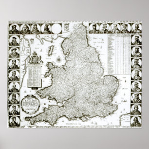 Karta av England och Wales, 1644 Poster