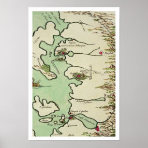 Karta av Epirus för "Andromache" vid Jean Racine, Poster