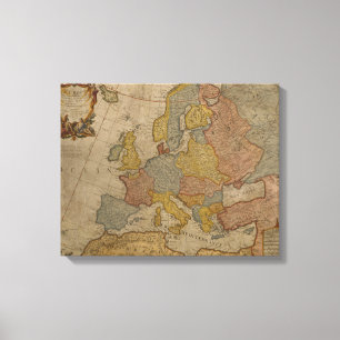 Karta av Europa 1700 Canvastryck
