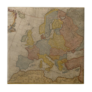Karta av Europa 1700 Kakelplatta