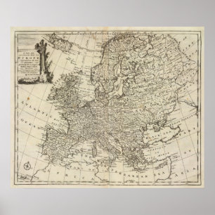 Karta av Europa 3 Poster