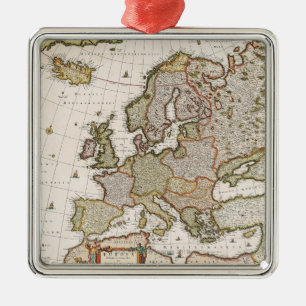 Karta av Europa 4 Julgransprydnad Metall