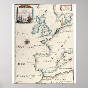 Karta av Europa Poster