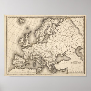 Karta av Europa Poster
