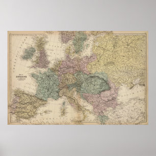 Karta av Europa Poster