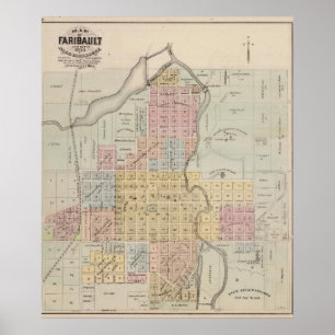Karta av Faribault, Rice County, Minnesota Poster