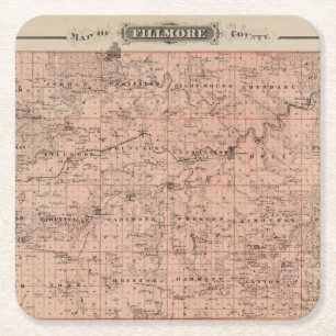 Karta av Fillmore County, Minnesota Underlägg Papper Kvadrat