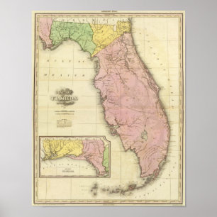Karta av Florida 2 Poster