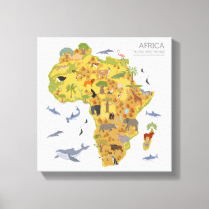 Karta av floror & Fauna för afrika Canvastryck