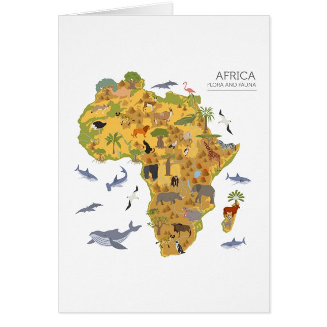 Karta av floror & Fauna för afrika | Hälsningskort (Framsidan)