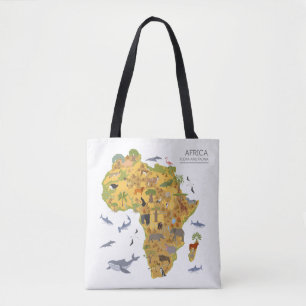 Karta av floror & Fauna för afrika Tygkasse