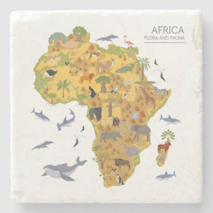 Karta av floror & Fauna för afrika Underlägg Sten