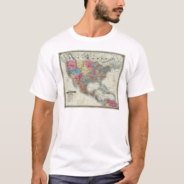 Karta av Förenta staterna, Kanada, Mexico Tee (Framsida)