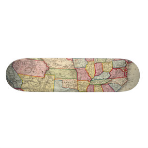 Karta av Förenta staterna och territorier Mini Skateboard Bräda 18,5 Cm