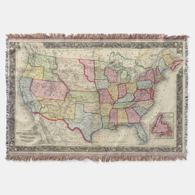 Karta av Förenta staterna och territorier Mysfilt (Framsidan)