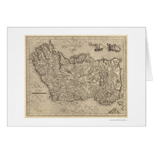 Karta av forntida Irland av Mercator 1580 Hälsningskort