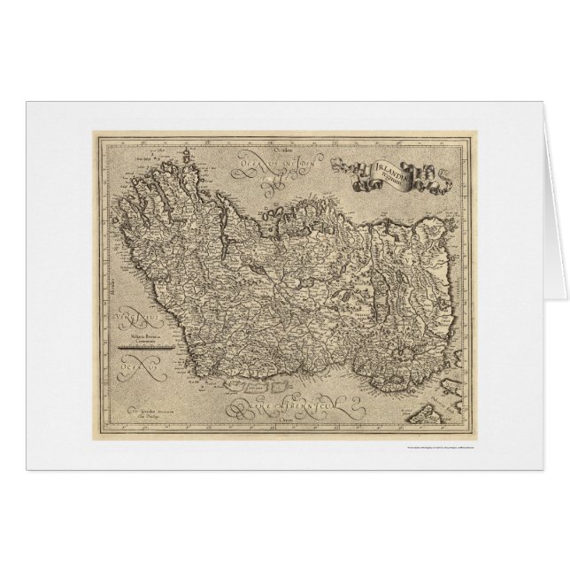 Karta av forntida Irland av Mercator 1580 Hälsningskort (Framsidan Horizontal)