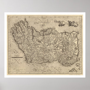 Karta av forntida Irland av Mercator 1580 Poster