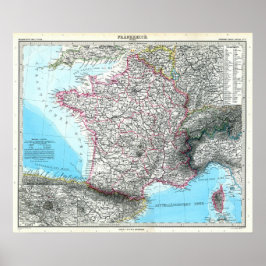 Karta av Frankrike (1891) Poster