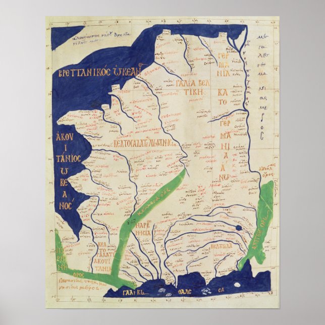 Karta av Frankrike, från "Geographia" Poster (Framsidan)