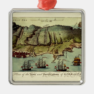 Karta av Gibraltar 1765 Julgransprydnad Metall
