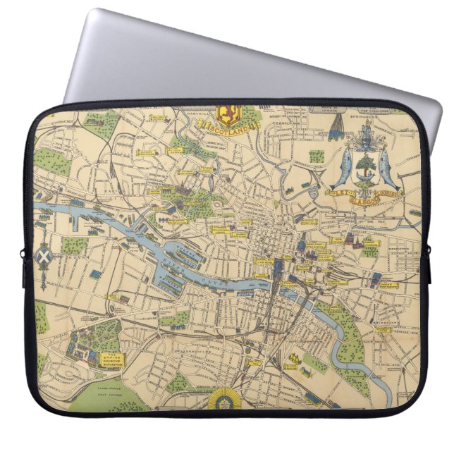 Karta av Glasgow, England Laptop Fodral (Framsidan)