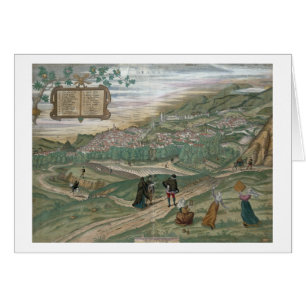 Karta av Granada, från "Civitates Orbis Terrarum" Hälsningskort