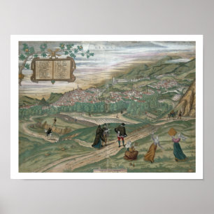 Karta av Granada, från "Civitates Orbis Terrarum" Poster