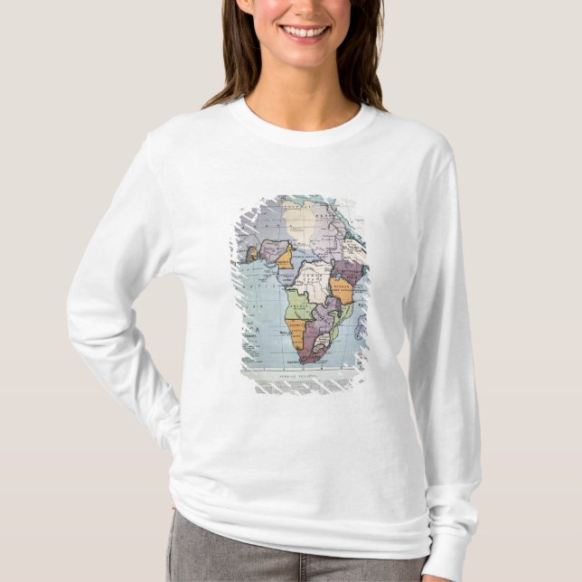 Karta av gränser för afrikavisningfördrag, 1891 t shirt (Framsida)