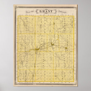 Karta av Grant County Poster