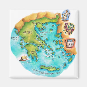 Karta av Grekland Isles Magnet