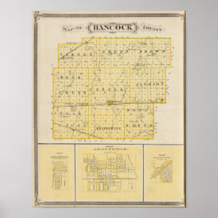 Karta av Hancock County med Charlottesville Poster