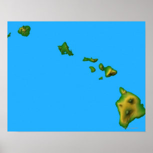 Karta av Hawaii Poster