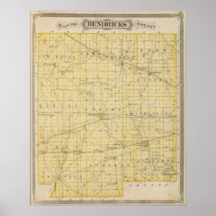 Karta av Hendricks County Poster