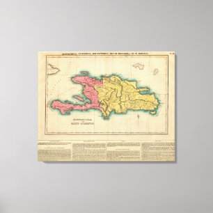 Karta av Hispaniola eller St Domingo Canvastryck