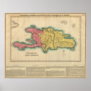 Karta av Hispaniola eller St Domingo Poster