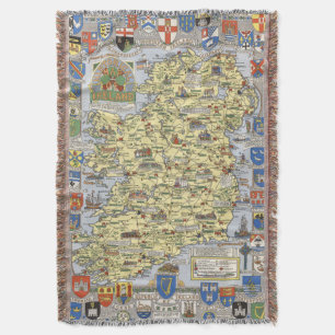 Karta av historiska Irland Filt