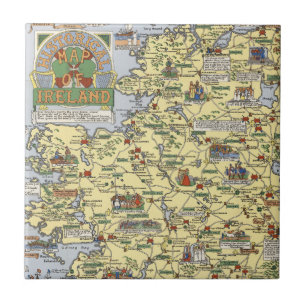 Karta av historiska Irland Kakelplatta