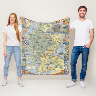 Karta av historiska Skottland Fleecefilt