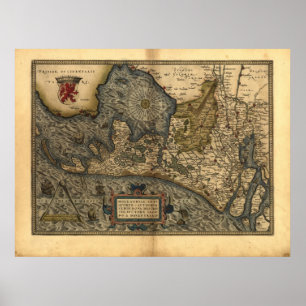 Karta av Holland 1570 - Abraham Ortelius Poster