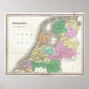Karta av Holland 1727 - vid Anthony Finley Poster