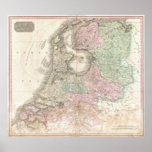 Karta av Holland 1818 - John Pinkerton Poster